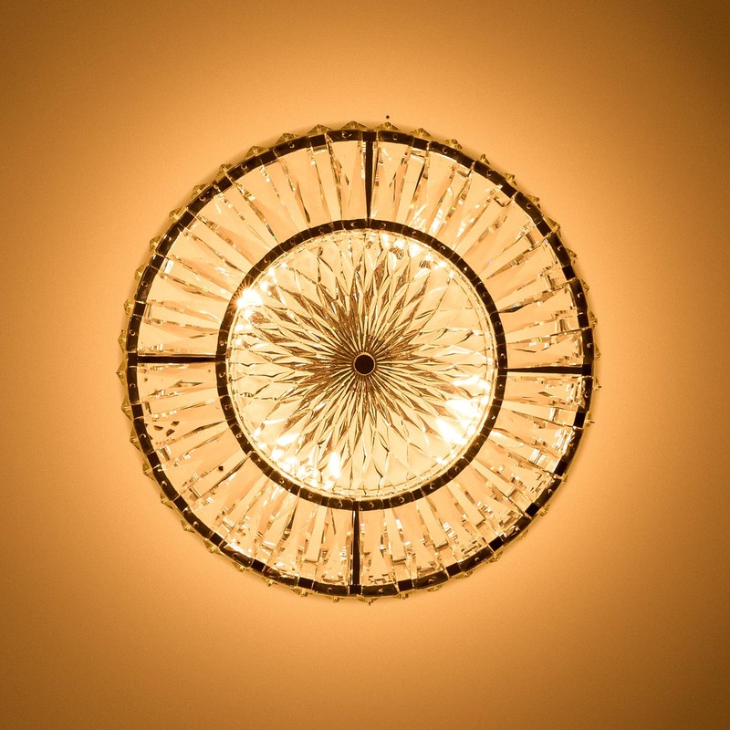 VONLUCE Crystal Light Fixture, Modern Semi Flush Mount Ceiling Light,