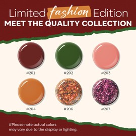 modelones Complete Nail Polish Set, 6 Fall Colors with Base Top Coat, Nail Polish Remover, Sticker, Red Green Pink Orange Sparkle Gold Purple Quick Dry Nail Art Kit, Xmas Home Manicure Gift for Women