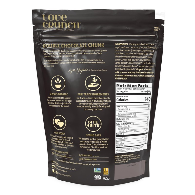Love Crunch Organic Double Chocolate Chunk Granola, 11.5 oz (Pack