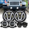 Unbranded Combo 7" Round Led Headlights Fog Lamps Turn 6pc