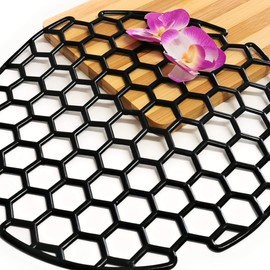 Kerafactum Sink Rubber Mat Sink Insert Drip Mat Non-Slip Mat for Drawers Protective Mat Round for Sink Protective Mats Non-Slip Sink Rubber Mat Black Pack of 2