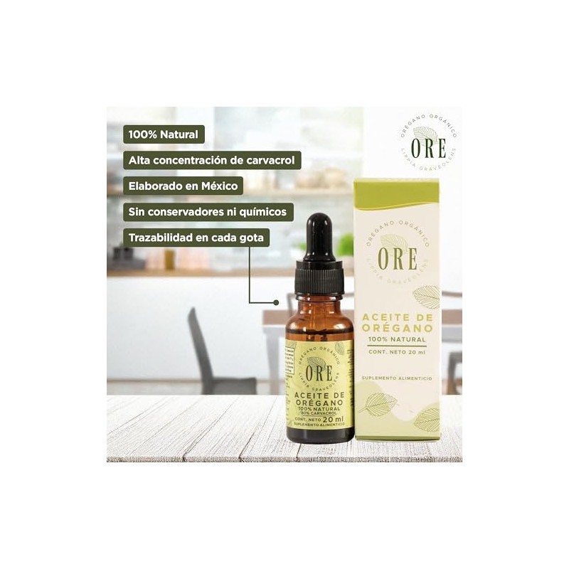 Aceite de Orégano Natural ORE, 20 ml, Pack de 3