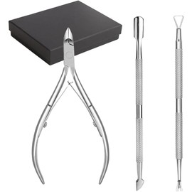  YFFSFDC Cuticle Nipper, Cuticle Pusher, Cuticle Care Tool, Set of 3, Cuticle Cutter, Nail Nipper, Nail Scalk, Cuticle Cuticle Treatment, Cuticle Care Tool, Nipper Pusher Set