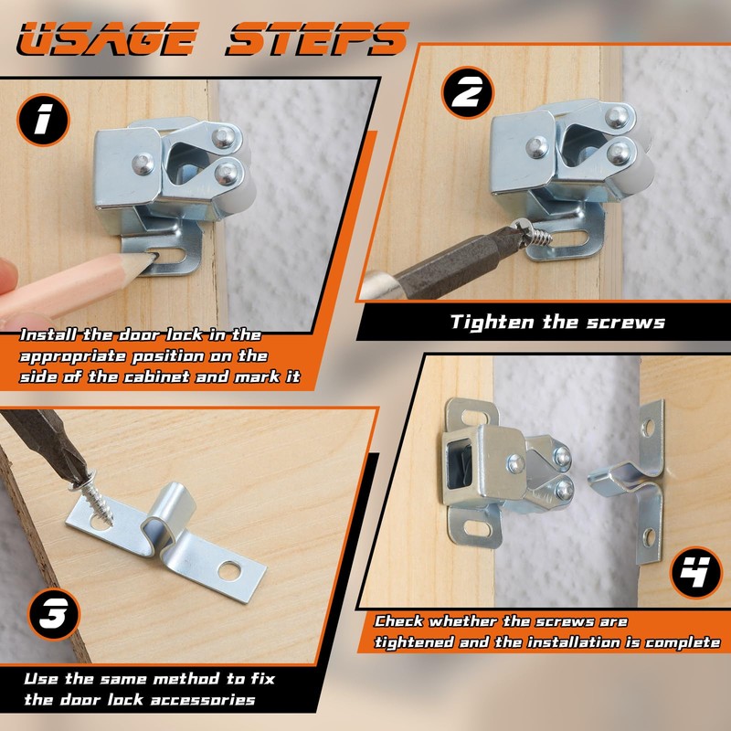 Giantree 6 PCS Cabinet Latch Double Roller Catch Hardware for