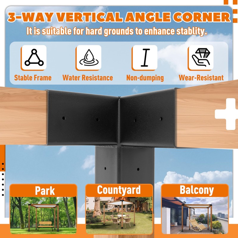 Gelacie Pergola Brackets Kit (Actual 3.9''x3.9'') 4x4 Woodworks Pergola Kit