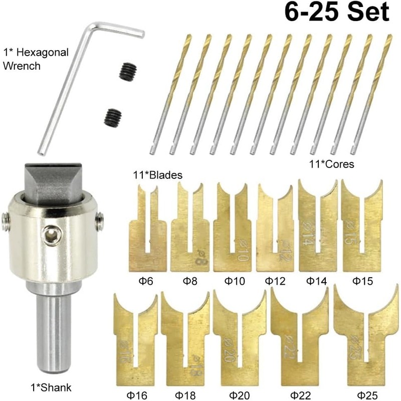 SOCOJE 24PCS Wooden Bead Maker Beads Drill Bit, 6-25mm Ball