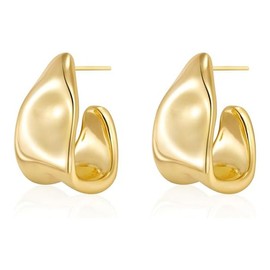 StyleJella Chunky Gold Earrings for Women - 14K Gold/Silver Plated Statement Geometric Dangle Drop Earrings, Chunky Trendy Knot Stud Hypoallergenic Fashion Jewelry Gift, Brass, No Gemstone