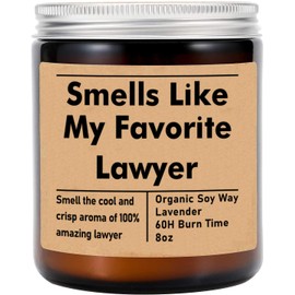 Smells Like World's Best Lawyer Candle - Gift for Lawyer - Lawyer School Graduation Gift - Future Lawyer Candle - Funny Gift for Best Lawyer - Soy Wax 8Oz Candle Gift - Non-Toxic Ingredients