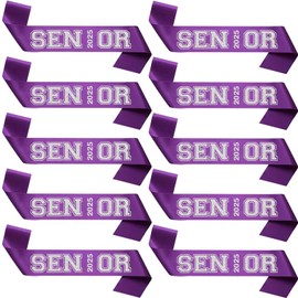 Senior Sash 2025, Purple Sashes 10 Pack with Silver Glitter Letters, Class of 2025 Graduation Celebrations Sashes, Finally Graduated Cheerleader Celebration Party Decorations Supplies