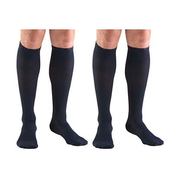 Truform Compression 30-40 mmHg Knee High Dress Style Socks Navy, Small, 2 Count