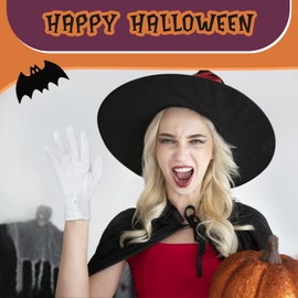 Beaded Parade Cotton Gloves, Women Men Gloves with Grip, Non-Slip Gloves,Costume Uniform Police Gloves with Snap Cuff, 1 Pair, White