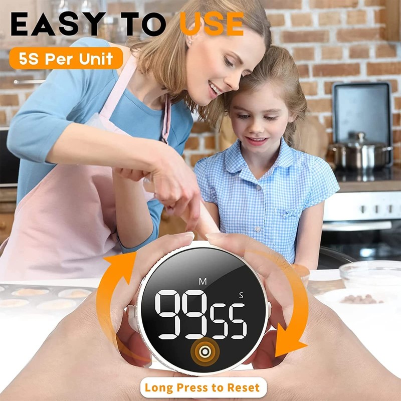 Digital Kitchen Timers,Cooking Timer,LED Display,Knob Control,Magnetic Countdown Countup Timer for
