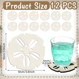 Colingmill 12 Pack Absorbent Sand Dollar Coasters Wooden Summer Beach Coastal Coasters for Drink, Funny Ocean Sea Gifts Summer Theme Decoration Beach Party Supplies