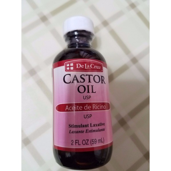 De La Cruz  Castor Oil Stimulant Laxative Aceite de Ricino 2 fl oz  Made in USA.