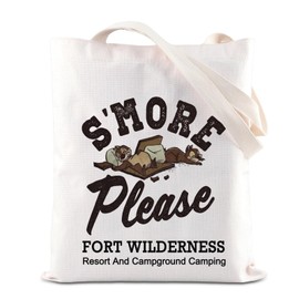 BAUNA WDW Merchandise Tote Bag Fort Wilderness Gift Happy Camper Gift Chip Dale Lovers Canvas Bag Squirrel Cartoon Character Gift (Smore Tote)