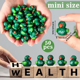 Realspring 50 Pcs Mental Health Awareness Duck Decor Mental Health Awareness Items Mini Resin Duck Figurine Miniature Animals Figurine Gifts for Family Coworkers Fundraiser(Green)