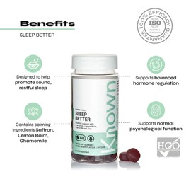 Sleep Gummies High Strength Mixed Berry Flavoured by Known | Natural Botanical Extracts with 90mg Saffron, Chamomile, Lemon Balm | 60 Two-a-Day Vegan Gummies (Two Month’s Supply)