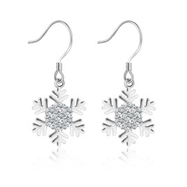 Stud Earrings Silver 925 Sterling Silver Snowflake Vintage Women Girls Stud Earrings Small, Cubic Zirconia, Cubic Zirconia