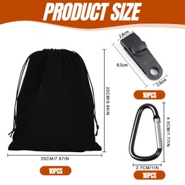 Portable Weight Bag for Outdoor Gazebo Curtains, 10 Black Nylon Weight Bags with 10 Carabiners & 10 Clips for Attaching Outdoor Curtains, Tents, Tablecloths, Sports, Home, Travel