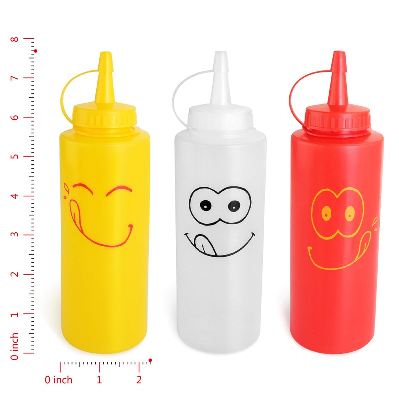 New Star Foodservice 28560 Smiley Faces Squeeze Bottle Set, Plastic,