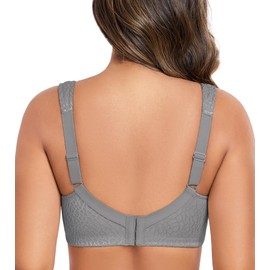 Exclare Women's Full Coverage Double Support Unpadded Wirefree Plus Size Minimizer Bra (40C, Gray)