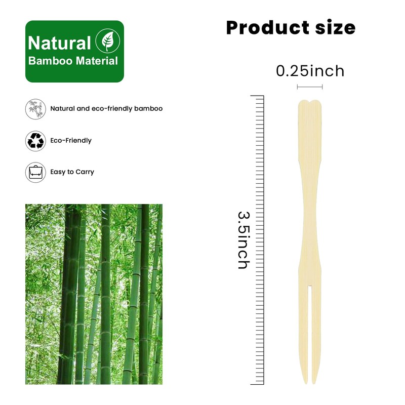 Mini Fruit Fork 3.5 inch Mini Bamboo Forks Cocktail Forks