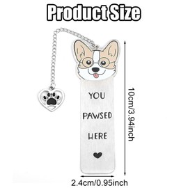 Corgi Dog Bookmark, Cute Metal Corgi Bookmark for Women You Pawsed Here Bookmark Funny Dog Lover Gifts Corgi Gifts for Women Men Reading Birthday (Style 1)