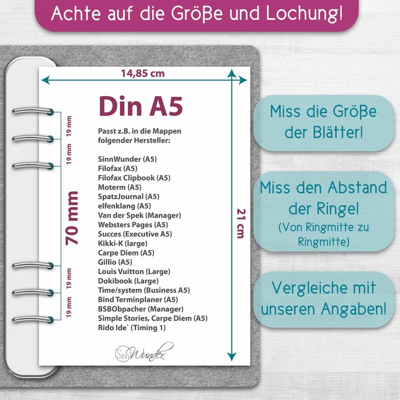 SinnWunder® 2026 Premium Calendar Inserts - Year Plan - Leporello
