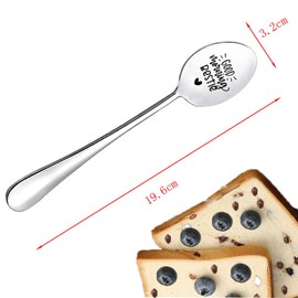 Changyeah Premium Food Grade Stainless Steel Tea Spoons, Durable Small Spoons, Funny Engraved Coffee Tea Spoons Friendship Spoon Gift Christmas Birthday Gifts for Best Friend (Silver)