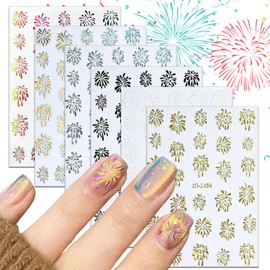 Nail Art Sticker Decals 3D Embossed 6 Colors Design Glitter Nail Decals Self-Adhesive Nail Art Supplies Laser Gold Silver Nail Art Sticker Decoration for Women Manicure Accessories Supplies