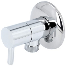 Designer Angle Valve with Ceramic Head and Rosette DN10 1/2 x 3/8 Inch Stopcock Washbasin Water Connection Washing Machine Connection Brass Water Valve Device Valve Angle Control Valve Ball Valve