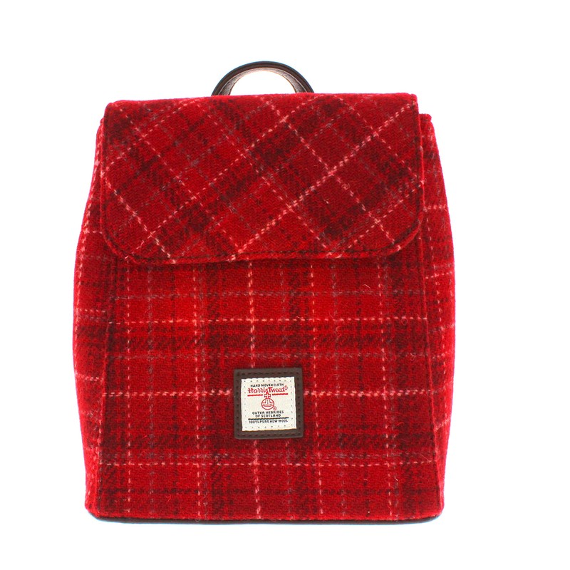 Glen Appin Harris Tweed 'Tummel' Mini Backpack (Colour 102 Red)