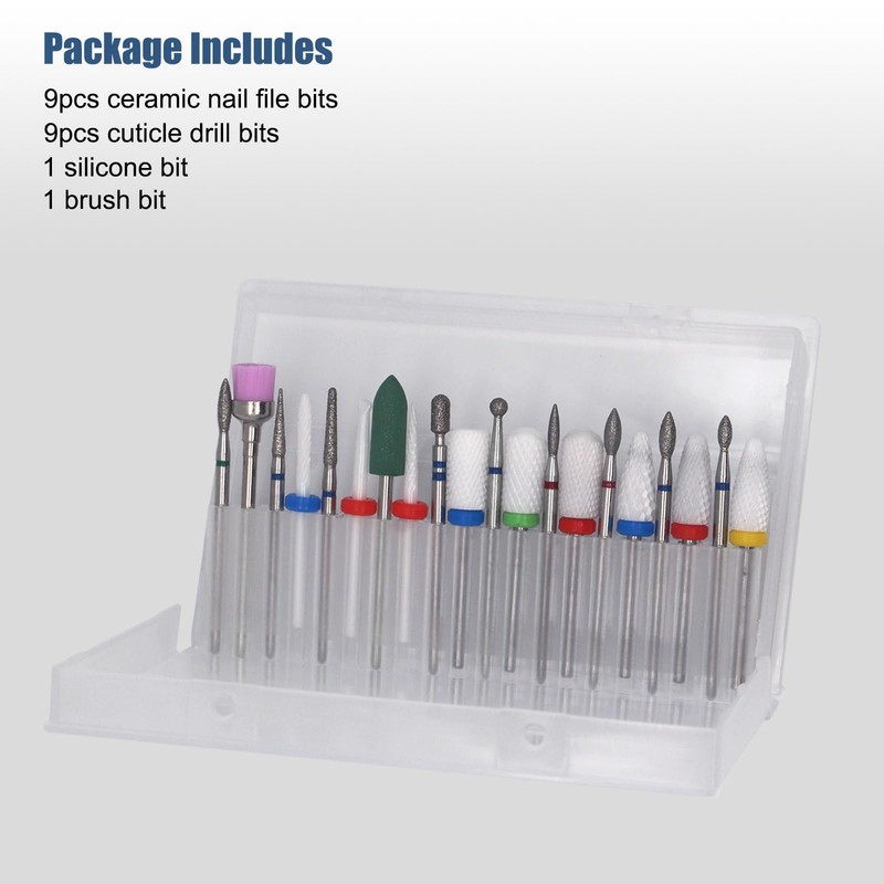 20pcs Nail Drill Bits Set,3/32inch Professional Ceramic Safety Bits for