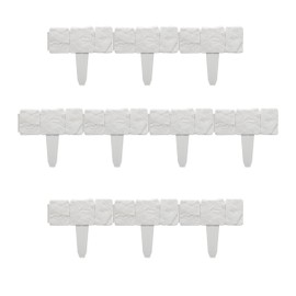 Relaxdays 10-Piece Border for Flower Beds, Stone Look, H x W: 10 x 25 cm, Lawn Edging for Plugging, Plastic, White