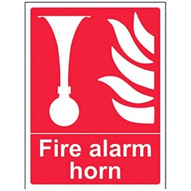 V Safety Fire Alarm Horn Sign - 150mm x 200mm - 1mm Rigid Plastic