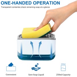 Premium Quality Soap Dispenser for Kitchen - Washing Up Liquid Dispenser With Sponge Holder, Sink Pump, and Instant Refill Soap Holder