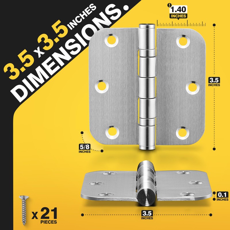 KOLET Ball Bearing Door Hinges, 3.5 Inches Door Hinges, 5/8''