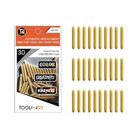 TOOLI-ART 30 Replacement Nibs Double Sided 1mm Round. Compatible Extra Fine Tip Paint Pens Acrylic Markers. Polyester Fiber. Easy to Replace.