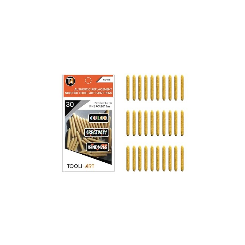 TOOLI-ART 30 Replacement Nibs Double Sided 1mm Round. Compatible Extra