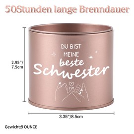 CadeauJoie Schwester Geschenk, Geschenke für Schwester, 9OZ Lavendel Duftkerzen Geburtstagsgeschenk Hochzeitstag Weihnachten Beste Schwester Geburtstag Geschenk