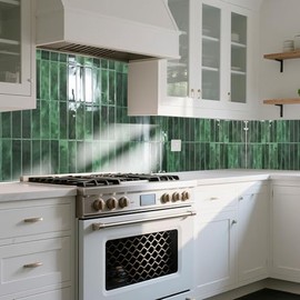 Art3d 11.4 x 9 Inch Heavy-Duty Peel and Stick Backsplash for Home Décor, 10-Pack PVC Wall Tiles for Kitchen Countertop, Green