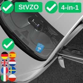 Parking Disc with Ice Scraper, Set of 2, Blue, Eight Languages, Parking Meter Set with Tyre Tread Gauge and Shopping Trolley Token, for Car, Truck, Motorhome, Parking Disc Blue, Parking Card, Park