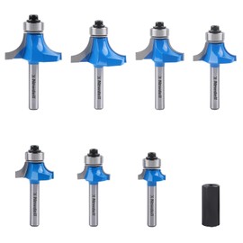 Newdeli Roundover Router Bit Set 1/4" Shank, 7pcs Router Roundover Bits, Carbide Corner Rounding Edge-Forming, for Round Edges/Cabinet Edges, Radius 1/8", 3/16", 1/4", 5/16", 3/8", 7/16", 1/2"