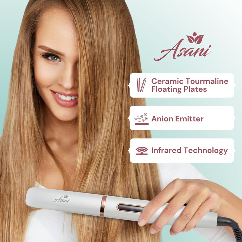 Asani 2-in-1 Flat Iron Hair Straightener and Curler - Negative
