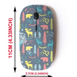 mouse inalámbrico 2.4G con bonito diseño de patrón para todos los portátiles y computadoras de computadora con nano receptor - Forest Wild Nature