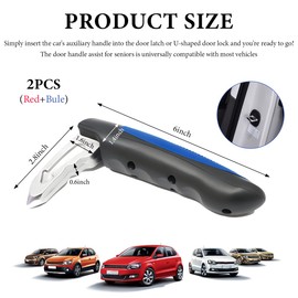 KVAEY Car Door Handle Assist for Elderly, Portable Vehicle Support Handle with Window Breaker, Multifunction Car Door Assist Grab Bar Emergency Safety Tool, Car Accessories (Red+Blue)