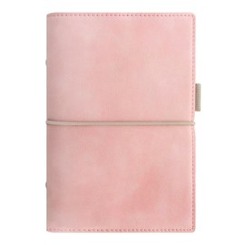 Filofax Domino Soft Organizer, Personal Size, Pale Pink - Smooth, Leather-Look, Grain Effect, Tactile, Six Rings, Week-to-View Calendar Diary, Multilingual, 2025 (C022577-25)