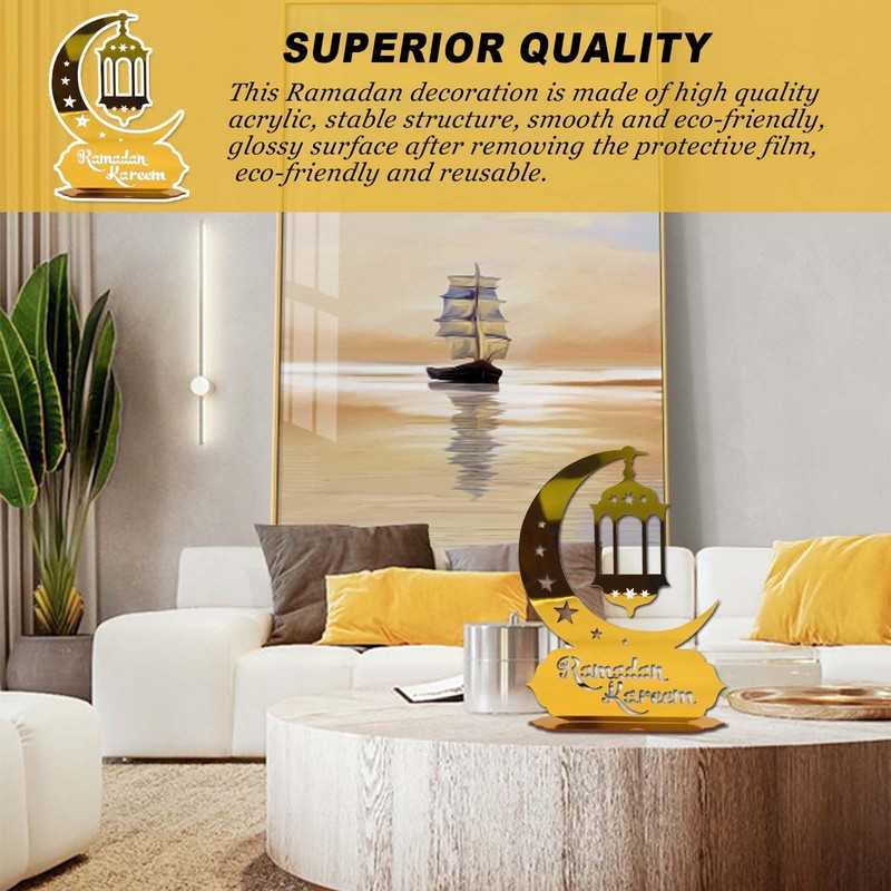 Golden Ramadan Decoration - Classic Ramadan Kareem Acrylic Table Decoration