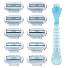 tiyiyok Women's Razor, 10 Razor Blades Included, Women's Razor, Reusable Safety Razor with Ergonomic Handle, Ladyshaver, Gentle Epilation for Armpits, Legs, Bikini Zone Skin