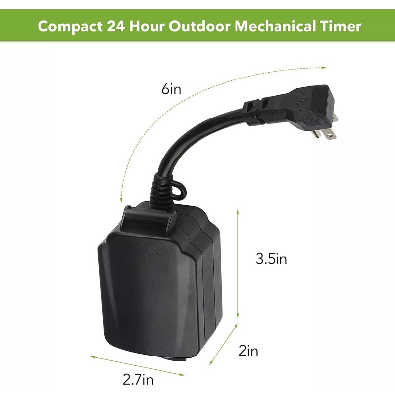 BN-LINK 24 Hour Mechanical Outdoor Light Timer with Covers, Heavy